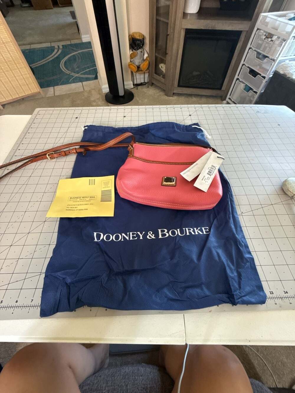 Dooney & Bourke Pebble Grain Leather Lola Pouchette Crossbody Bag Pink